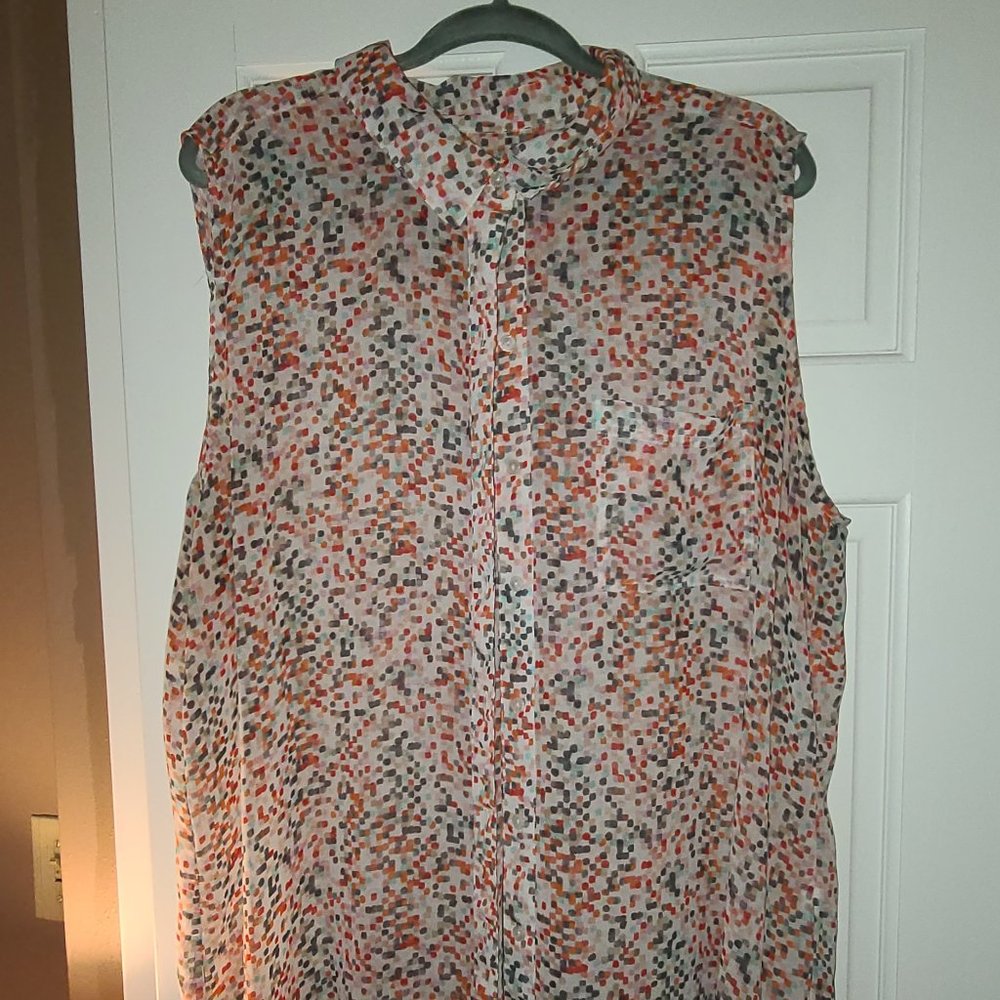 Multi colored sheer sleeveless top